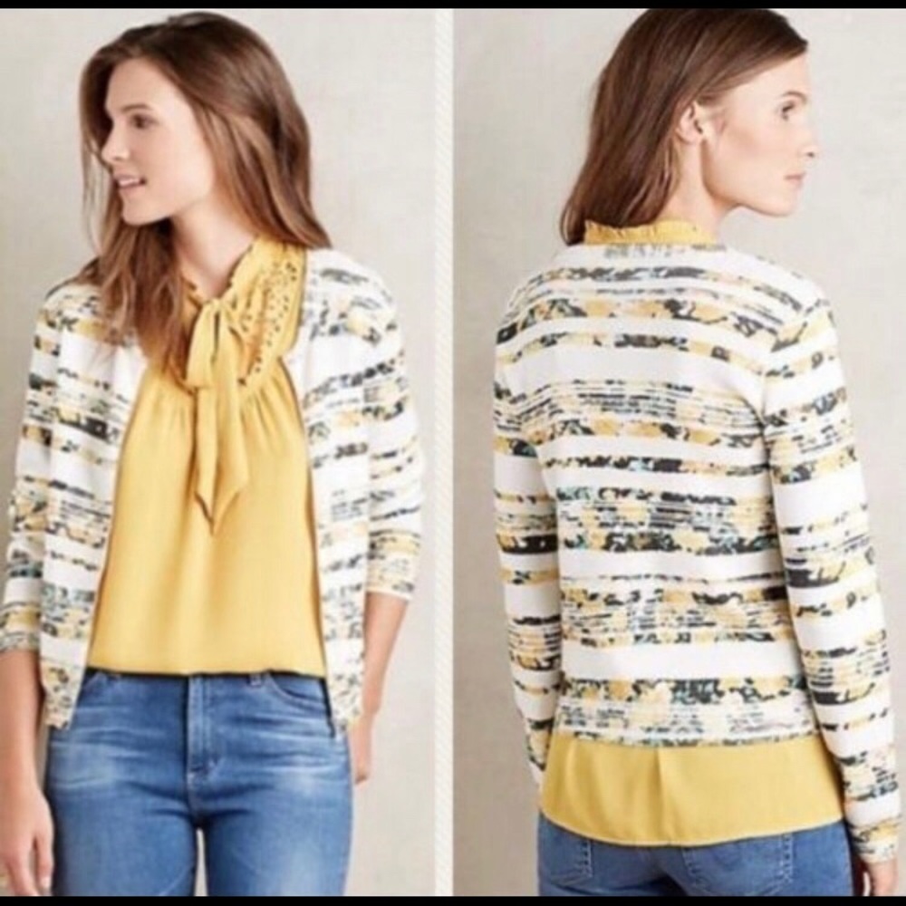 Women’s Anthro Moth Array Zip Cardigan Size Small - image 1